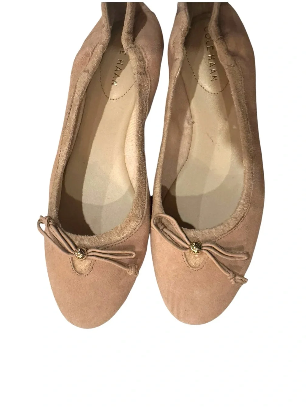 Cole Haan Blush Pink Suede Bow Ballet Flats